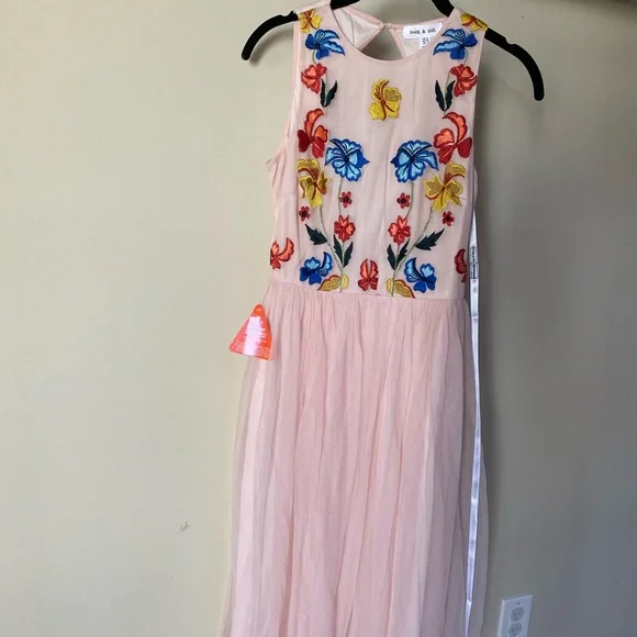 frock and frill embroidered dress Rosanna Pink Floral Embroidered Maxi Dress – Frock and Frill main image 1